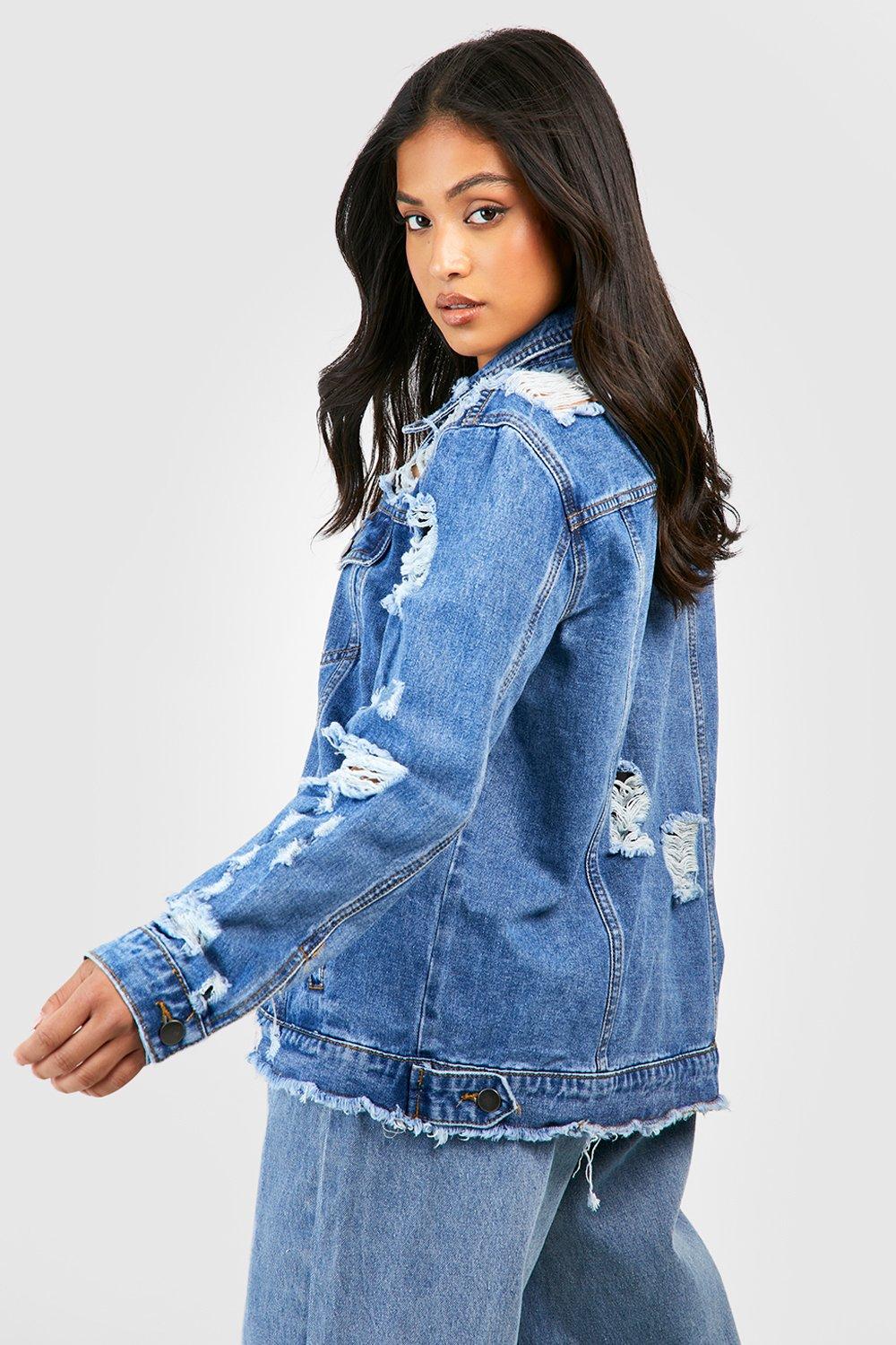 Petite long denim jacket best sale